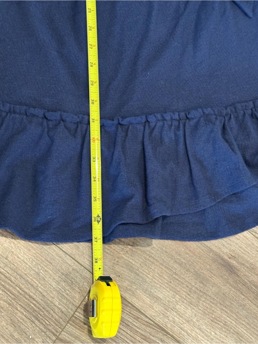 NWT! A Pea in the Pod Maternity Ruffle Navy Blue Dress Size Small - Picture 10 of 11